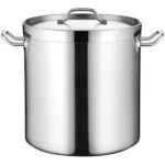 Olla de acero inoxidable con disco difusor de 100 litros color gris