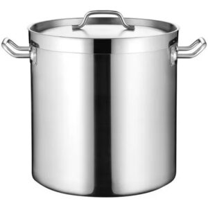 Olla de acero inoxidable con disco difusor de 100 litros color gris
